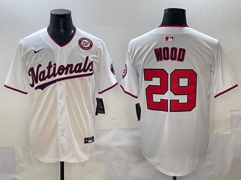 Men 2025 Washington Nationals 29 Wood White Game Nike MLB Jersey style 5